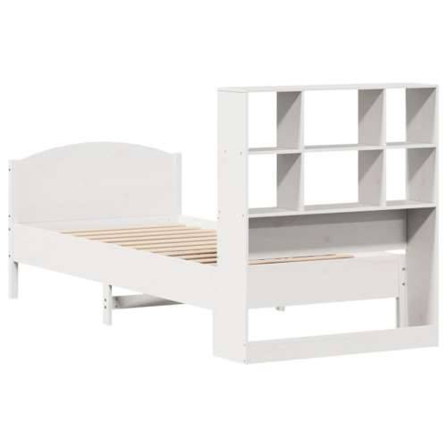 Krevet s regalom za knjige bez madraca bijeli 90x200cm borovina - Bijela 90 x 200 cm Cijena