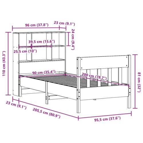 Okvir kreveta bez madraca bijeli 90 x 200 cm masivna borovina - Bijela 90 x 200 cm Cijena
