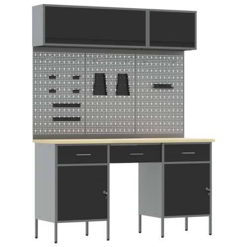 Set radnih klupa od 8 dijelova crni čelik Cijena