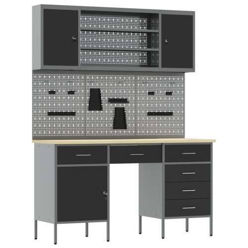 7-dijelni set radnog stola i pegboarda Crna MDF i Metal Cijena