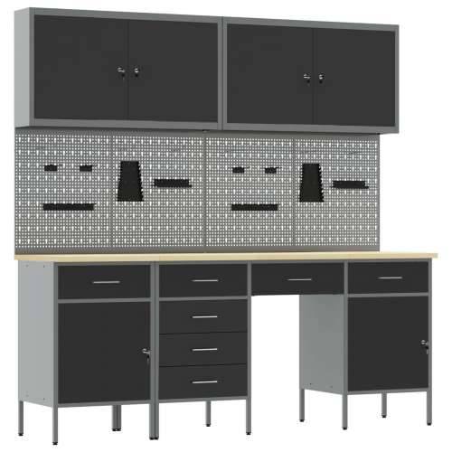 Set radnog stola od 10 komada crni čelik Cijena