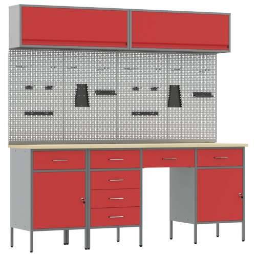 Set od 10 crvenih čeličnih radnih klupa Cijena