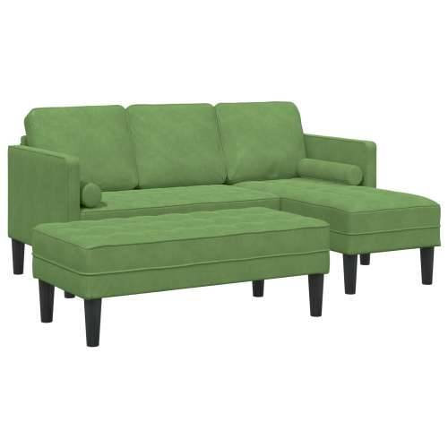 Vrtni kauč s klupom i jastučićima L-obliku u laganom zelenom baršunu, Kauč za 3 osobe s chaise L-oblik svijetlozelenog 160 cm ba Cijena