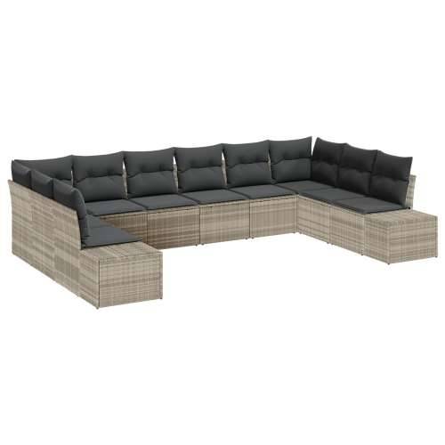 set vrtnih sofa od 10 dijelova s jastucima svjetlosive boje poli ratana Cijena
