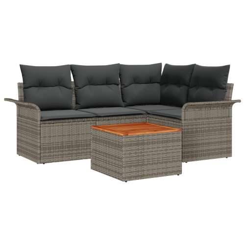 Set od 5 komada vrtnih sofa s jastučićima siva poli ratan akacija Cijena