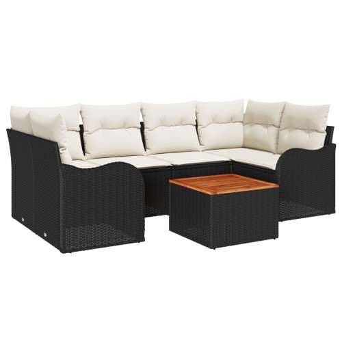 set od 7 dijelova vrtne sofe s jastučićima crni Poli ratan Acacia, dvosjedna vrtna sofa s pohranom i jastučićima crni Poli ratan Cijena