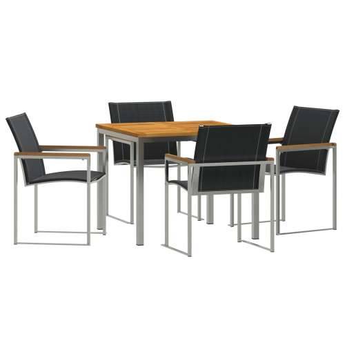 5-dijelni vrtni stolni set od masivnog bagremovog drveta, vanjski stol 90x90x74.5 cm od masivnog bagremovog drveta Cijena