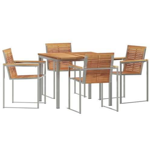 set za blagovanje u vrtu od 5 komada od čvrste tikovine, vanjski blagovaonski stol 90x90x74.5 cm od čvrste tikovine Cijena