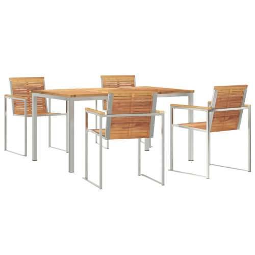5-dijelni vrtni set za obedovanje od čvrste tikovine, vanjski stol za obedovanje 150x90x75 cm od čvrste tikovine Cijena