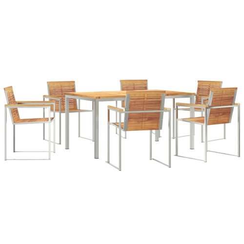 Vrtna garnitura - 7-dijelni vrtni blagovaonski set od tikovog drva, Vanjski blagovaonski stol 150x90x75 cm od tikovog drva Cijena