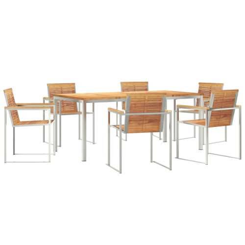7-dijelni set za blagovanje u vrtu od čvrste tikovine, vanjski blagovački stol 180x90x75 cm od čvrste tikovine Cijena