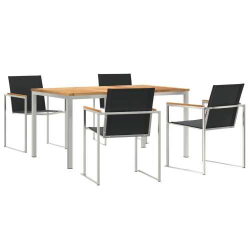 5-dijelni vrtni blagovaonski stol i stolice od solidne tikovine, vanjski stol za objedovanje 150x90x75 cm od solidne tikovine Cijena