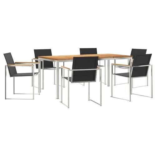 7-dijelni set za blagovanje u vrtu od punog drva tikovine, vanjski blagovaški stol 180x90x75 cm od punog drva tikovine Cijena