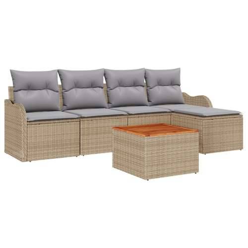 6-dijelni vrtni sofa set s jastučićima bež poli ratan akacija Cijena