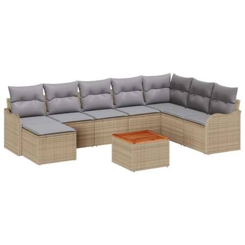 9-dijelni vrtni sofa set s jastučićima bež poli ratan akacija Cijena
