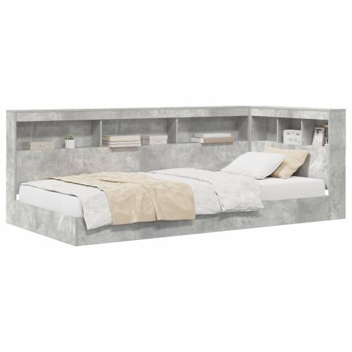 Krevet s policama Betonski sivi 75x190 cm Inženjersko drvo Cijena