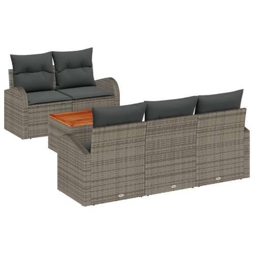 6-dijelni vrtni sofa set s jastučićima sivi poly ratan akacija, 2-sjedni vrtni sofa s skladištem i jastučićima sivi poly ratan Cijena