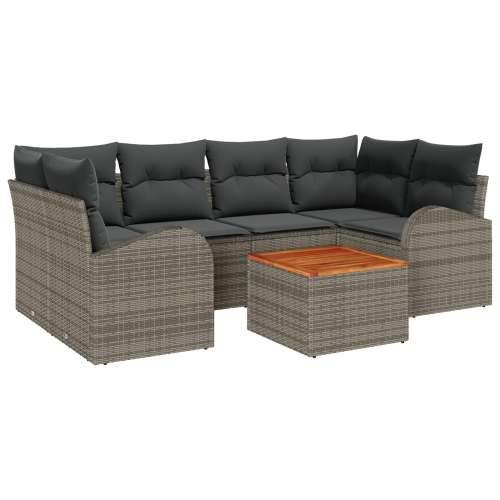 7-dijelni vrtni sofa set s jastučićima siva poli ratan acacia, 2-sjedna vrtna sofa s prostorom za pohranu i jastučićima siva pol Cijena
