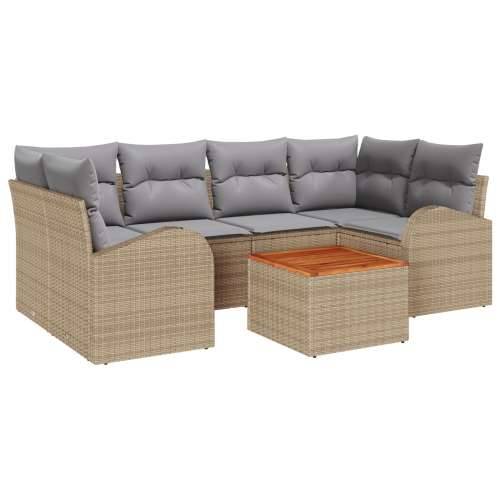 7-dijelni vrtni sofa set s jastučićima Bež Poly Ratan Akacija Cijena