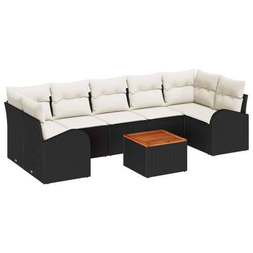 8 komada Vrtni sofa set s jastučićima Crni Poli ratan Akacija, 2-sjedala Vrtni sofa sa skladištem i jastučićima Crni Poli ratan Cijena