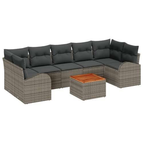 8 Dijelni Set Vrtnih Sofa s Jastucima Sivi Poliratan Akacija Cijena