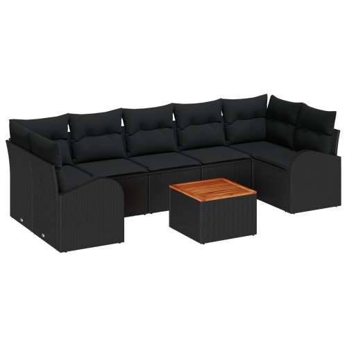 8-dijelni set vrtne sofe s jastucima crni poly ratan akacije, 2-sjedna vrtna sofa s pohranom i jastucima crni poly ratan Cijena