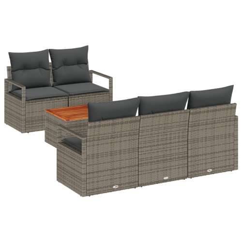 6-dijelni vrtni sofa set s jastucima siva Poli ratan Akacija Cijena
