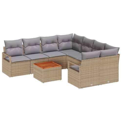 Vrtna garnitura - 9-dijelni set vrtnih sofa s jastučićima Bež Poli Ratan Akacija Cijena