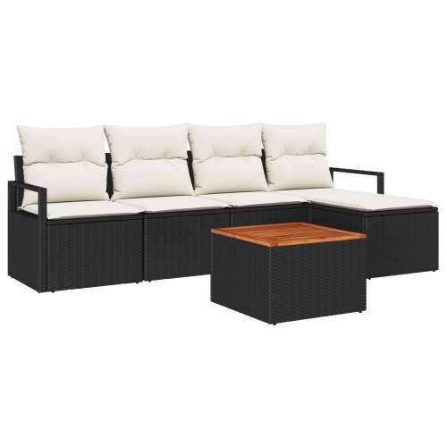 set vrtnih sofa s jastučićima Crni Poli Ratan Akacija, 2-sjedna vrtna sofa s pohranom i jastučićima crni poli ratan Cijena