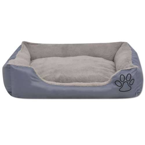 Krevet za pse s podstavljenim jastukom veličina M sivi Cijena