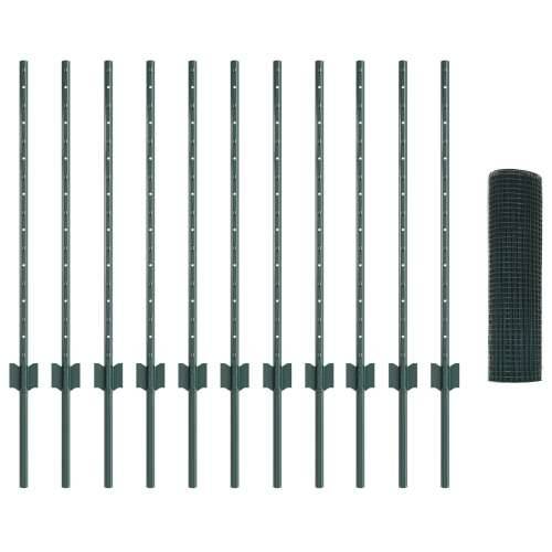 zavareno žičano ograde s 11 U postova Zelena 0.8x25 m čelik Cijena