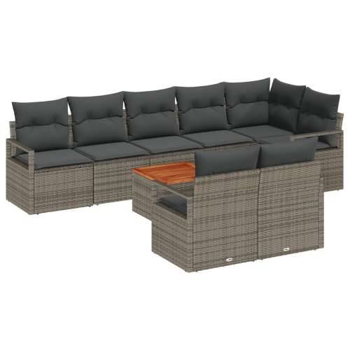 9-dijelni vrtni sofa set s jastučićima siva poli ratan akacija Cijena