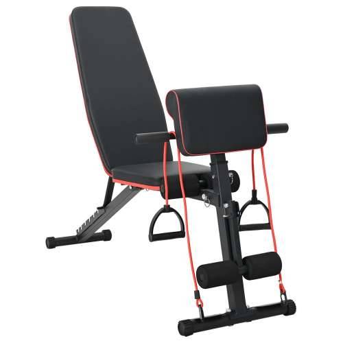 Podesiva klupa za težinu s trakama za otpor 150 kg Crni čelik Cijena