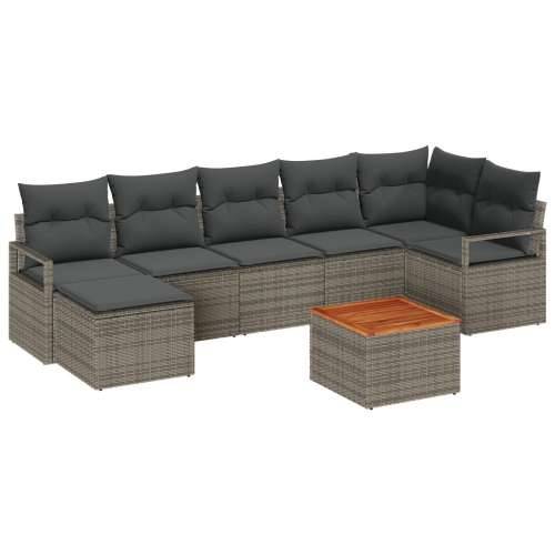 8 Komadni Vrtni Sofa Set s Jastučićima Sivi Poli Ratan Akacija Cijena
