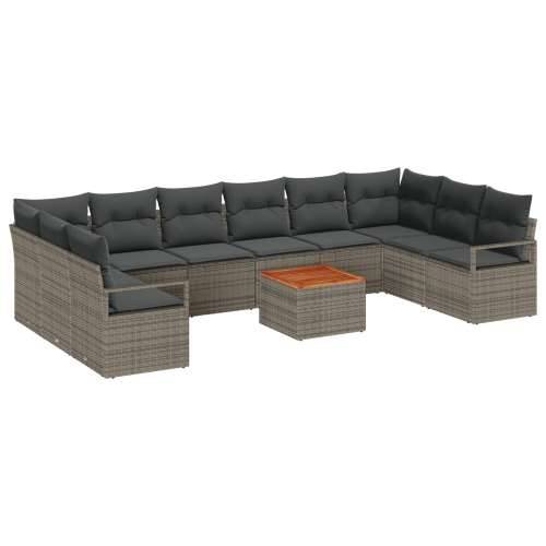11-dijelni vrtni sofa set s jastučićima siva Poli ratan Akicija, dvosjedna vrtna sofa s pohranjivanjem i jastučićima siva Poli r Cijena