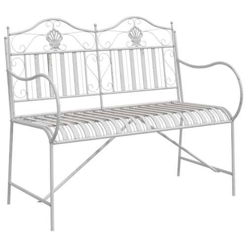 Klupa Bijela Metal 103.5 x 59 x 89 cm Izdržljiva Vanjska klupa Cijena