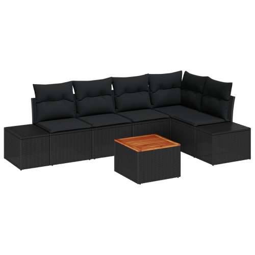 Set Vrtnih Sofa od 6 Dijelova s Jastučićima Crna Poli Ratan Bagrem Cijena