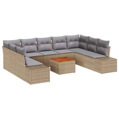 10 komadni vrtni sofa set s jastučićima Bež Poli ratan Akacija Cijena