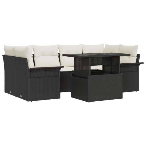 set vrtnih sofa s jastucima crni poli ratan, dvosjedna vrtna sofa s prostorom za spremanje i jastucom crni poli ratan Cijena