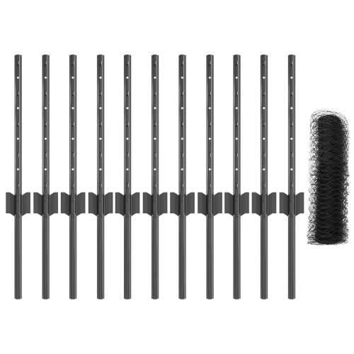 Ograde od 11 kom U-Channel Siva 40 cm Čelik, Šesterokutne ograde Siva 0.4x25 m Čelik Cijena