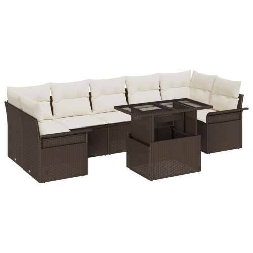 8 komada set vrtnh sofa s jastučićima smeđi poly ratan Cijena