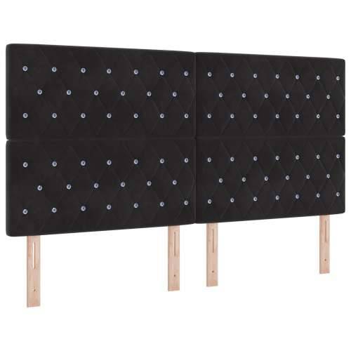 Naslon za glavu s kristalnim gumbima tufted Crni 180 cm Baršun Cijena