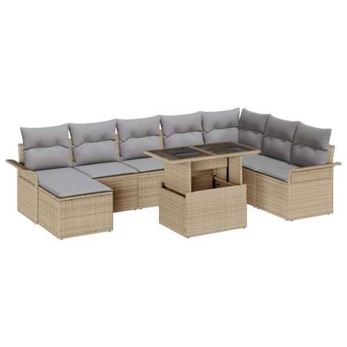Vrtna garnitura - 9-dijelni set vrtnih sofa s jastucima Bež Poli Ratan Cijena