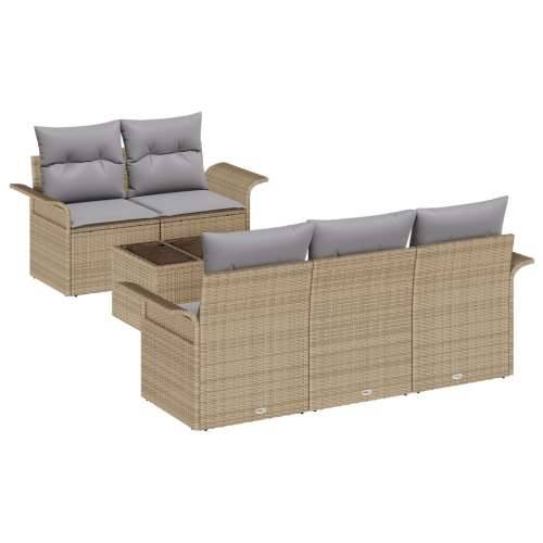 6-dijelni vrtni sofa set s jastucima Bež poli ratan Cijena