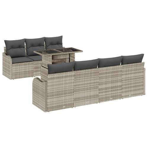 8-dijelni vrtni sofa set s jastucima svijetlosivi poli ratan Cijena