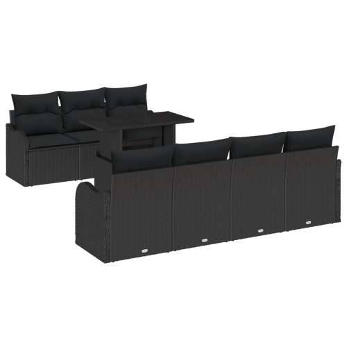 Set od 8 komada Vrtni Sofa s Jastucima Crni Poli Ratan Cijena