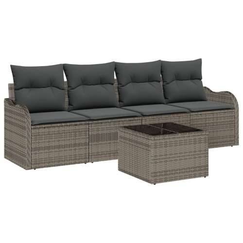 5-dijelni set baštenskih sofa s jastučićima siva poli ratan Cijena
