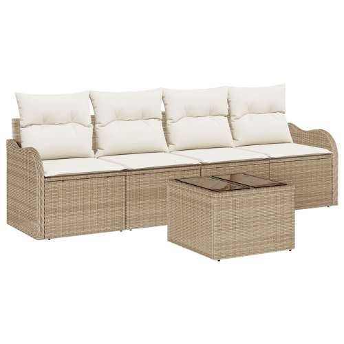 Vrtni Sofa Set od 5 dijelova s Jastucima Bež Poli Ratan Cijena