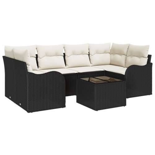 7-komadni vrtni sofa set s jastučićima Crni Poli Ratan, dvosjed vrtna sofa s jastučićima Crni Poli Ratan Cijena