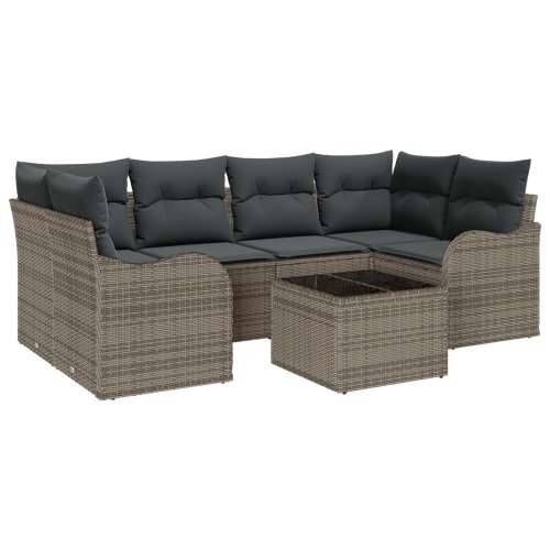 set sofe za vrt od 7 dijelova s jastucima siva poli rattan, dvosjedna vrtna sofa s jastucima siva poli rattan Cijena